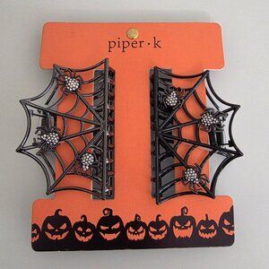 PIPER K Metal Claw Clips | Halloween Spider Web | Crystal Metallic 3D NEW